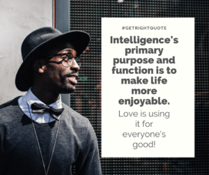Intelligence's primary purpose and function is to make life more enjoyable.